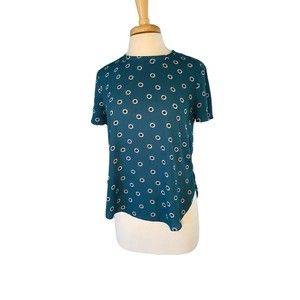 Ann Taylor Loft Outlet Floral Poly Blouse Top Women’s Small Green